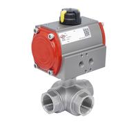 G 1/2'' T-Port 3-Way Pneumatic Stainless Steel Ball Valve Spring-open
