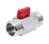 G 1/4'' M/M 2-Way Stainless Steel Mini Ball Valve 69 bar PTFE - TamesonPRO 1113-014-M