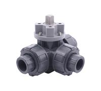 G 1 inch T-bore 3-Way PVC Ball Valve ISO-Top F03 10 bar PTFE/EPDM