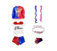 (G, 120) Harley Squad Girls Monster Shirt Quinns Costume Printed Jacket Shirt Pants Gloves Suicide Quinn Cosplay Halloween Costume