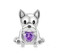 G 189 Dog Heart Charm, Sterling Silver 925, Compatible with Pandora Bracelet