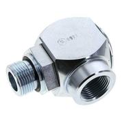 G 3/4'' M/F Zinc plated Steel 90 deg Elbow Swivel Joint High-pressure 250 Bar - Hydraulic