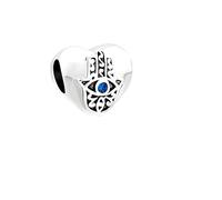 G 55 Hand of Fatima Heart Charm, Sterling Silver 925, Compatible with Pandora Bracelet