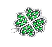 G 59 Green Clover Luck Charm, Sterling Silver 925, Compatible with Pandora Bracelet