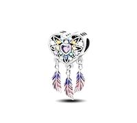 G 60 Heart Dreamcatcher Colors Charm, Sterling Silver 925, Compatible with Pandora Bracelet