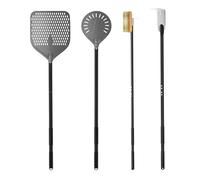 G.a HOMEFAVOR 4-Piece Pizza Oven Accessories, 12-Inch Perforated Pizza Peel, 9-Inch Round Turning Pizza Peel, Pizza Oven Cleaning Brush and Ash Rake for Professional Chef or Pizza Lover