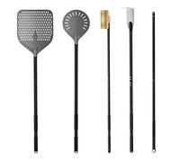 G.a HOMEFAVOR 5 Pcs Pizza Oven Kit, 12" & 9" Peel, Brush, Ash Rake & Fork