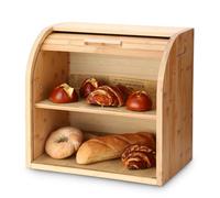 G.a HOMEFAVOR Bamboo Bread Bin, 2-Layer Bamboo Bread Bin, Roll-Top Bread Box with Removable Layer, Self Assembly