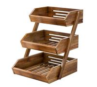 G.a HOMEFAVOR Fruit Basket 3 Tier Acacia Wood Fruit Bowl Stand Holder Vegetable Storage Kitchen Countertop Snacks Rack
