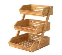 G.a HOMEFAVOR Fruit Basket, 3 Tier Wooden Fruit Bowl Holder for Kitchen, Bread Fruit Storage Basket Wooden Vegetable Rack