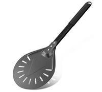 G.a HOMEFAVOR Perforated Turning Pizza Peel, 7 Inch Hard Anodized Aluminum Pizza Paddle with Non-Slip Heat Resistant Handle, Pizza Shovel for Homemade Pizzas Bread