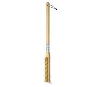 G.a HOMEFAVOR Pizza Oven Brush, Pizza Stone Cleaning Brush with Scraper, Brass Bristles and Stainless Steel Scraper, Barbecue Grill Cleaning Tool Pizza Oven Accessories with Wood Handle