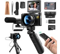 G-Anica 4k Digital Cameras for Photography, 48MP Video/Vlogging Camera for YouTube, Vlogger Kit, Content Creator Kit-Microphone & Remote Control Tripod Grip, Travel Camera with Wide-Angle & Macro len
