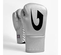 G-Boxing Cuban Pro Fight Boxing Gloves - 100% Genuine Leather, BBBoFC Approved, Handmade, Lace-Up, EVA Foam Padding - Professional Boxing Gloves for Competition & Training (Silver, 8oz)
