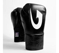 G-Boxing Cuban Pro Fight Boxing Gloves - 100% Genuine Leather, BBBoFC Approved, Handmade, Lace-Up, EVA Foam Padding - Professional Boxing Gloves for Competition & Training (Black/White, 10oz)