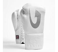 G-Boxing Cuban Pro Fight Boxing Gloves - 100% Genuine Leather, BBBoFC Approved, Handmade, Lace-Up, EVA Foam Padding - Professional Boxing Gloves for Competition & Training (White, 10oz)