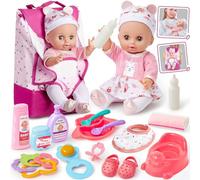 G.C Baby Doll Accessories Girls Toys Gifts with 36 cm Baby Doll, Changing Bag, Backpack, Bath Feeding Set, Doll Accessories Playset Role Play Toys Gift for 3 4 5 6 Year Old Girl