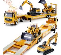 G.C Construction Truck Toy for 3 4 5 6 7 Year Old Boys Kids Excavator Bulldozer Set, 1:40 Alloy Construction Vehicles with Lights and Sounds Construction Cars Toys for 3+ Year Old Boys Gifts