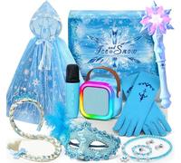 G.C Frozen Toys Elsa Toys Gifts for Girls 3 4 5 6 7 8 Years, Karaoke Machine with LED & Microphones & Elsa Dress up Set & Magic Wand, Birthday Gift Toys for Girls Toddlers Age 3 4 5 6 7 8