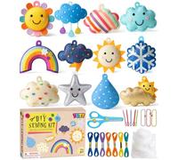 G.C Sewing Kit for Kids, Arts And Crafts for Kids with 12 DIY Stuffed Felt Embroidery Threads Stuffing Plastic Needle, Felt Sewing Craft Kit, Gift for Girls Boys, Beginner Needle and Thread(Weather)