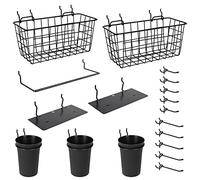 G.CORE Peg Board Organizer Accessories, 18 Pack Pegboard Hooks Assortment Set Peg Baskets Cups Hook Accessory, Various Tools Storage Arrange System Kit for Garage Workshop Workbench Hobby Craft Office