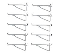 G.CORE Pegboard Shelf Hooks, 10-Pack 6" Silver Peg Board Brackets, 1/4" Peg Board Organizer Accessories, Peg Hooks Assortment Various Tools Storage Arrange System for Garage Craft Workshop Workbench