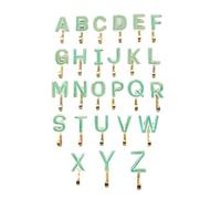 G Decor Alphabet Green Crackle Glazed Hooks in Antique Brass (D)