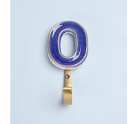 G Decor Alphabet Royal Blue Crackle Glazed Hooks in Antique Brass (O)