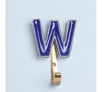 G Decor Alphabet Royal Blue Crackle Glazed Hooks in Antique Brass (W)