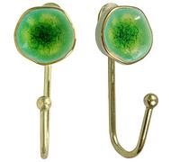 G Decor Aqua Green Rhodes Crackle Glaze Ceramic Wall Vintage Home Improvement, Shabby Chic, Interior Furniture, Clothes Hangers, Coat Hat Key Door Hooks (2-Pack)