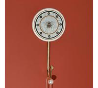 G Decor British Bee Tile Wall Hook Black, White & Gold Mosaic Design with Brass Finish