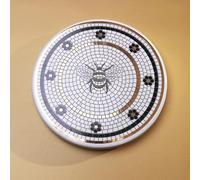 G Decor British Pub Bee Handcrafted Mosaic Coaster Black, White & Gold Tile Art