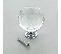 G Decor Chrome Silver Crystal Glass Cupboard Knobs (Round Diamond)