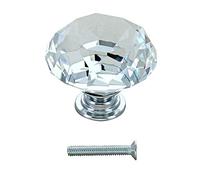 G Decor Chrome Silver Crystal Glass Cupboard Knobs (Short Diamond) (SKU 4730)