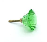 G Decor Coloured Faceted Glass Cupboard Door Knobs Drawer Pull Handles Vintage Shabby Chic, Cupboard Pull Handles (Light Green 42mm)