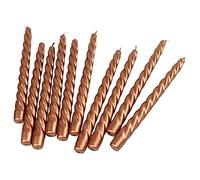 G Decor Copper Twisted, Unscented Paraffin Wax, Skinny Large Tall Shimmer Church Tapers Dinner Candles Sticks, Great for Weddings and Christmas… (Pack of 10)