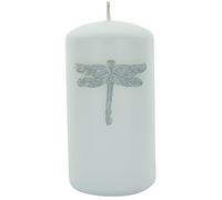G Decor Dragonfly Nature White Elegant Pillar Candles Anniversary New Home Decor (Large Pillar)