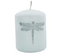 G Decor Dragonfly Nature White Elegant Pillar Candles Anniversary New Home Decor (Small Pillar)