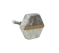 G Decor Earth Marble with Brass Hexagon Pull Knobs Handles for Drawers cabinets (Grey Gold Hexagon)
