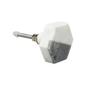 G Decor Earth Marble with Brass Hexagon Pull Knobs Handles for Drawers cabinets (White Grey Hexagon)