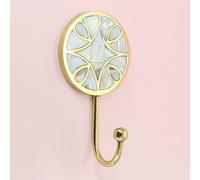G Decor Elizabeth Mother of Pearl Handcrafted Wall Hook Round Petal Inlay Design Brass Hanger