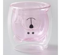 G Decor Funny Teddy Bear Double-Walled Glass (Pink)