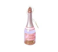 G Decor G Decor Large Pink Prosecco Celebration Bottle Handpainted Hanging Ornament Sparkling Tree Bauble with Gold Flakes Decoration