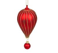 G Decor Glass Hot Air Balloon Hand-Painted Christmas Bauble Red and Gold Hanging Tree Decoration