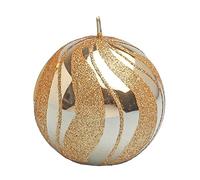G Decor Gold Spiral Glitter Glass Effect Reflecting Gloss Pillar Candles Anniversary New Home Gift (Gold Ball)
