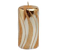 G Decor Gold Spiral Glitter Glass Effect Reflecting Gloss Pillar Candles Anniversary New Home Gift (Gold Large Pillar)