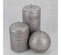 G Decor Grey Silver Candles perfect for decoration, gift, Christmas, dinner party, family evening, and more! (Set of 3)