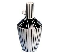 G Decor Lagos White and Black Ceramic Stripe Artistic Abstract Geometric Bold Lines Pattern Vase, Large-070012