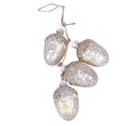 G Decor Large Glass Acorn String Garland Decoration Silver Mercury Finish with Natural Jute Twine Perfect for Christmas tree, table centrepieces, grand mantelpiece and more