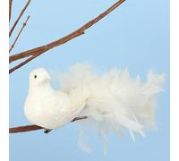 G Decor Large Life-Size Hand-Finished White Dove Clip-On Bird Christmas Decoration Sparkly Finish & Flowing Feather Tail Perfect For Christmas, Waddings and More